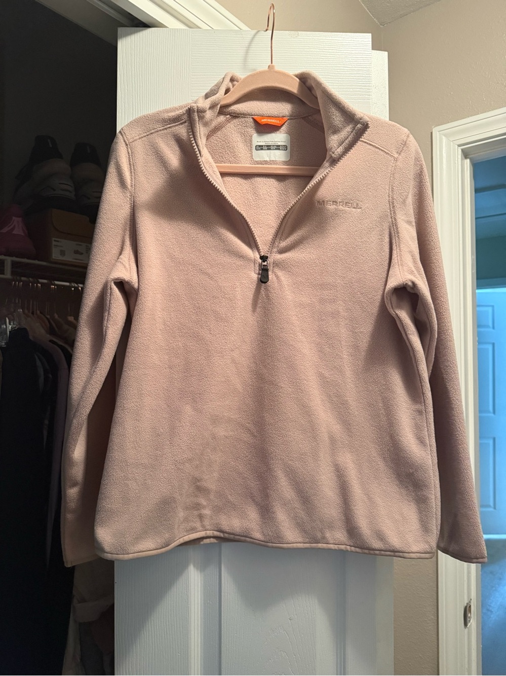 Merrell Women's Pink Quarter-Zip Fleece Pullover. Worn once.